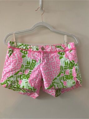 Lilly Pulitzer Walsh Shorts Cheat Ya Pineapple Print Fringe Waist Size 0